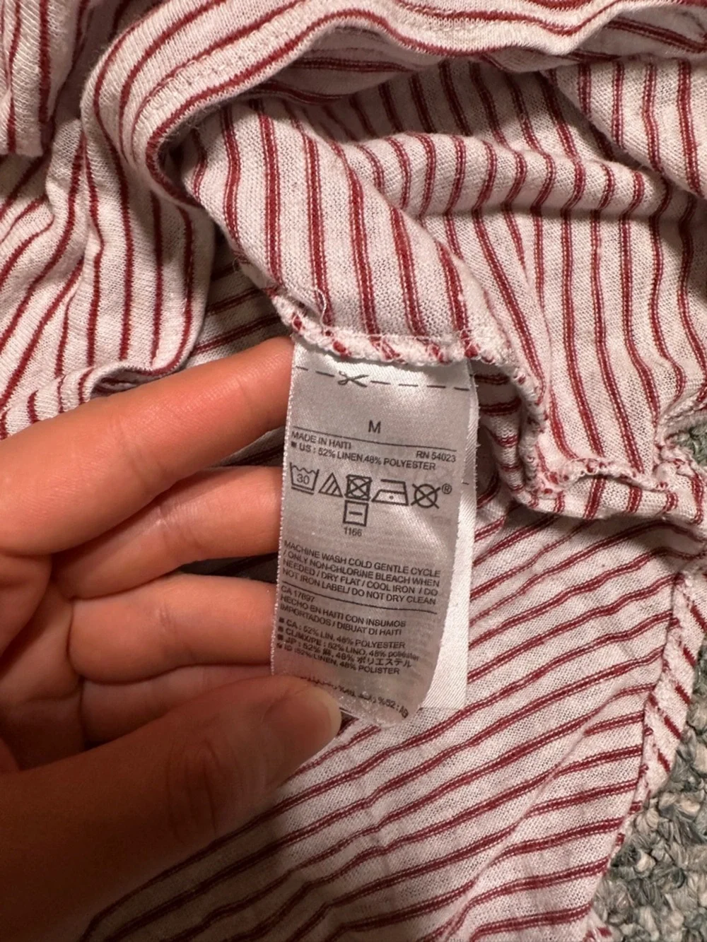 🛍️ 2 for $10 Linen Blend Red Striped Scoop Neck Tank Top - Picture 4 of 4